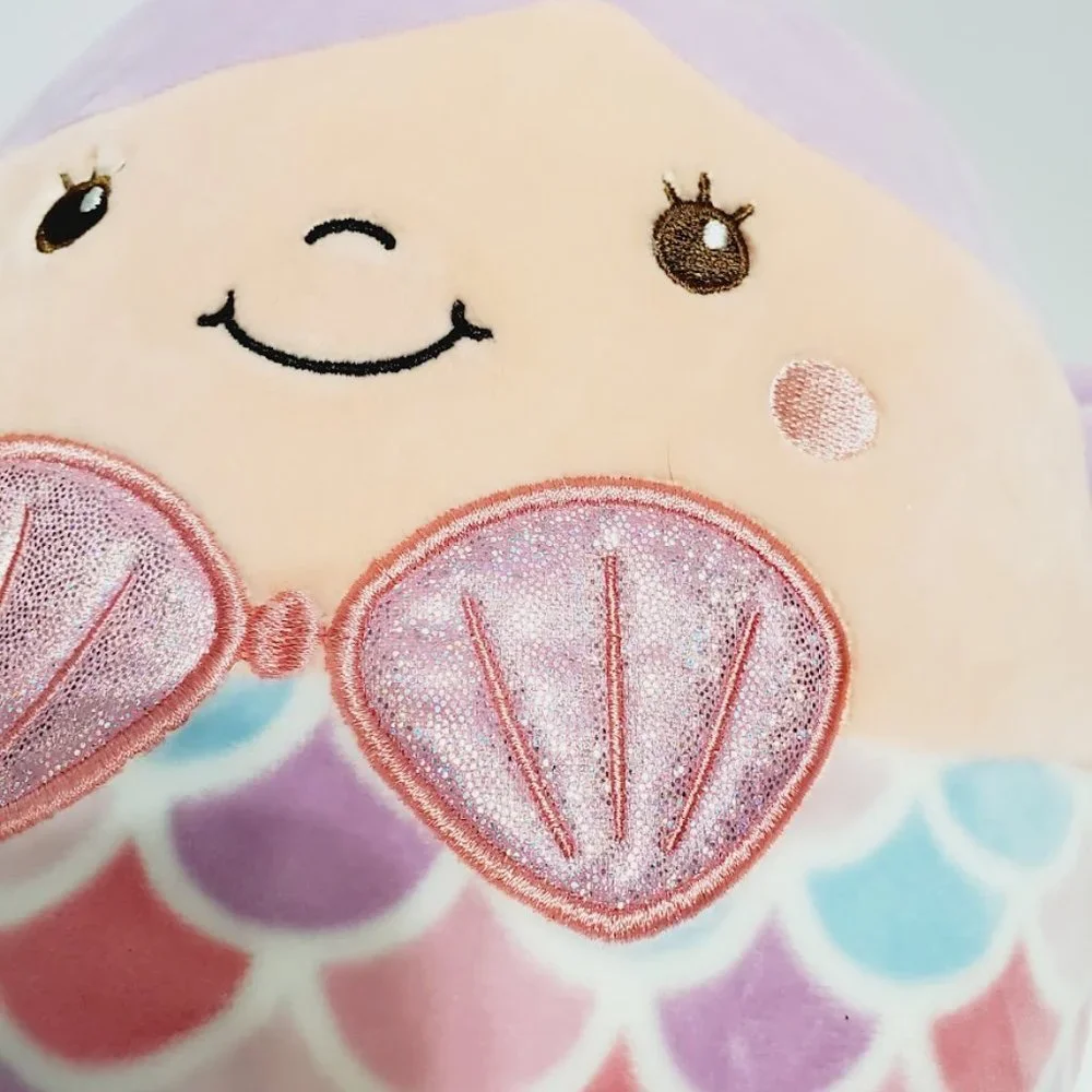 Denise the Mermaid Squishmallow Plush 8" Purple Hair Pink Sparkly Shell Top - Picture 2 of 4